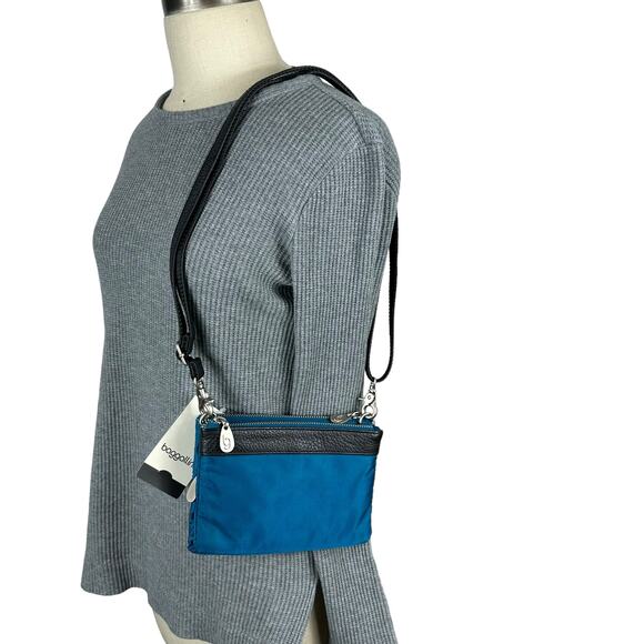 BAGGALINNI Emerald Green Teal Blue Tessa Crossbody Convertible Clutch Purse - Picture 1 of 5
